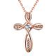 Real Rose Gold Plated Brass Cubic Zirconia Cross Pendant Necklaces(NJEW-BB05740-RG)-1
