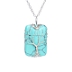 Synthetic Turquoise Pendant Necklace with Brass Cable Chains(PW23042505808)-1