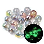Luminous Resin & Glitter Powder UV Reactive Beads, Color Changing Beads, Round, Glow in the Dark, Mixed Color, 16mm, Hole: 2.5mm(RE-CBA2450-01)