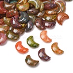 Handmade Lampwork Beads, Moon, Mixed Color, 10.5x14x6mm, Hole: 1.2mm(LA-CBAD2DB-12)