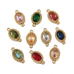 Ion Plating(IP) 304 Stainless Steel Cubic Zirconia Oval Links Connector Charms, Real 18K Gold Plated, Mixed Color, 12.5x6.5x2.5mm, Hole: 0.8mm(STAS-K256-22G)