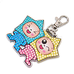 DIY Constellations Pattern Cartoon Keychain Diamond Painting Kits, Including Acrylic Pendant, Resin Rhinestones, Diamond Sticky Pen, Tray Plate and Glue Clay, Gemini, 58.5x73x2mm(ZODI-PW0001-107C)