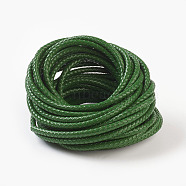 Braided Leather Cord, Leather Jewelry Cord, Jewelry DIY Making Material, Dyed, Round, Green, 6mm, about 10.93 yards(10m)/bundle(WL-F009-B05-6mm)