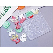 DIY Christams Silicone Pendant Molds, Resin Casting Molds, Sock/Wreath/Holly Leaf, Mixed Shapes, 115x101x4.5mm, Hole: 1.8~2.6mm, Inner Diameter: 25~39x27~33.5mm(DIY-F140-02C)