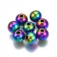 Rack Plating Rainbow Color 304 Stainless Steel Beads, Cadmium Free & Nickel Free & Lead Free, Round, 10x9mm, Hole: 2.5mm(STAS-S119-081E-01)