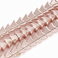 Electroplate Non-magnetic Synthetic Hematite Beads Strands, Vcoin, Rose Gold Plated, 4x8x5mm, Hole: 1mm, about 92pcs/strand, 15.7 inch(G-T061-88RG)