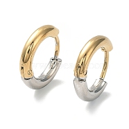 Ion Plating(IP) Two Tone 304 Stainless Steel Huggie Hoop Earrings, with 316 Surgical Stainless Steel Pins for Women, Golden & Stainless Steel Color, 10 Gauge, 12x13.5x2.5mm(EJEW-A106-02A)