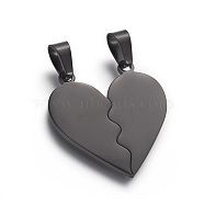 304 Stainless Steel Split Pendants, Valentine's Day Jewelry, Double Heart, Electrophoresis Black, 26x25.5x1.4mm, Hole: 4x7mm(STAS-F214-01B)