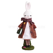Resin Standing Rabbit Statue Bunny Sculpture Tabletop Rabbit Figurine for Lawn Garden Table Home Decoration ( Brown ), Brown, 66x140mm(JX085A)