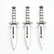 Tibetan Style Alloy Pendants, Lead Free & Cadmium Free, Knife, Antique Silver, 39x9.5x4.5mm, Hole: 1.2mm(X-TIBE-S323-089AS-RS)