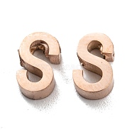 Ion Plating(IP) 304 Stainless Steel Charms, Alphabet, Rose Gold, Letter.S, 8x5x3mm, Hole: 1.8mm(STAS-K216-41S-RG)