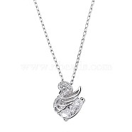 Clear Cubic Zirconia Swan Pendant Necklace, 925 Sterling Silver Jewelry for Women, Platinum, 15.35 inch(39cm)(JN1063A)