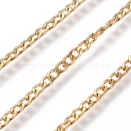 3.28 Feet 304 Stainless Steel Curb Chains, Unwelded, Golden, 2.3mm, Link: 3.5x2.3x0.5mm(X-CHS-E018-05G)