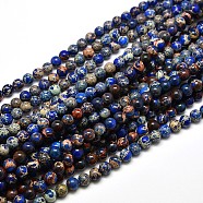 Natural Imperial Jasper Round Bead Strands, Dyed, Blue, 6mm, Hole: 1mm, about 65pcs/strand, 15.4 inch(G-I103-6mm-08)
