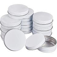 Round Aluminium Tin Cans, Aluminium Jar, Storage Containers for Cosmetic, Candles, Candies, with Screw Top Lid, White, 6.8x2.5cm, Capacity: 60ml, 14pcs/box(CON-BC0005-17)