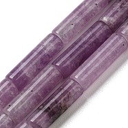 Natural Lilac Jade Beads Strands, Column, 12.5~14x4~4.5mm, Hole: 1mm, about 28~29pcs/strand, 15.35~15.55 inch(39~39.5cm)(G-G006-A01-01)