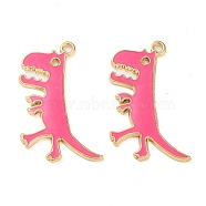 Rack Plating Alloy Enamel Pendants, Golden, Dinosaur Charm, Deep Pink, 29.5x22x2mm, Hole: 2mm(FIND-Q099-01G-02)