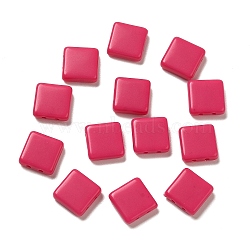 Opaque Acrylic Beads, Square, Fuchsia, 8x8x3mm, Hole: 1mm(OACR-M018-03D)