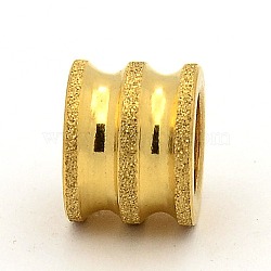 Stainless Steel Textured Beads, Large Hole Column Grooved Beads, Ion Plating (IP), Golden, 8x10mm, Hole: 6mm(STAS-M003-04G)