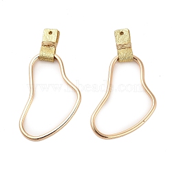 Alloy with Leather Pendant, Light Gold, 43.5x28x2mm, Hole: 1.2mm(FIND-Z048-01KCG)