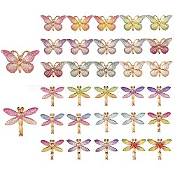 32Pcs 2 Style DIY Plastic Pendants, Dragonfly and Butterfly, Mixed Color, 32pcs/box(KY-SZ0001-34)