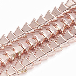 Electroplate Non-magnetic Synthetic Hematite Beads Strands, Vcoin, Rose Gold Plated, 4x8x5mm, Hole: 1mm, about 92pcs/strand, 15.7 inch(G-T061-88RG)