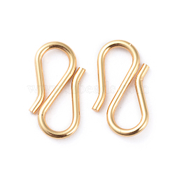 304 Stainless Steel S Hook Clasps, Golden, 12.5~13x6.5~7x1mm(STAS-G199-01G)