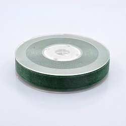 Polyester Velvet Ribbon for Gift Packing and Festival Decoration, Green, 5/8 inch(15mm), about 25yards/roll(22.86m/roll)(SRIB-M001-15mm-587)