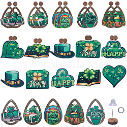 Saint Patrick's Day DIY Earring Making Kit, Including Wood Big Pendants & Stud Earring Findings, Clover & Book & Gnome & Hat, Green, 90Pcs/box(DIY-SC0024-06)