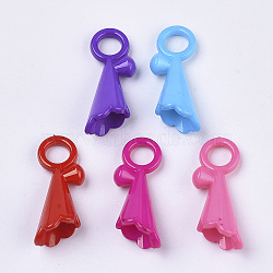 Opaque Acrylic Pendants, Trumpet, Mixed Color, 30~31x12x11mm, Hole: 6mm(X-SACR-N008-001)