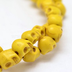 Dyed Synthetic Turquoise Bead Strands, Skull, Yellow, 10x8x10mm, Hole: 1mm, about 38~40pcs/strand, 15~15.5 inch(G-M145-02-B)