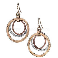 Ring Alloy Dangle Earrings, Multi-color, 45~50x25mm(FS-WGA4806-01)