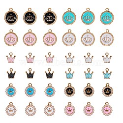Alloy Enamel Pendant Sets, with Resin Imitation Pearl and Crystal Resin Rhinestone, Crown, Mixed Color, 36pcs/Box(ENAM-SZ0001-34)