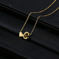 Alloy Letter Heart Pendant Necklaces for Women, Golden, Letter C, 15.75 inch(40cm)(WGBB55E-25)