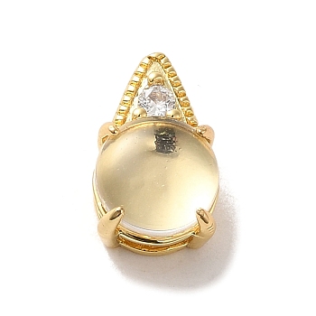 Brass Micro Pave Clear Cubic Zirconia Pendants, with Resin, Real 14K Gold Plated, Teardrop, Clear, 12.5x7.5x6.5mm, Hole: 4x2mm