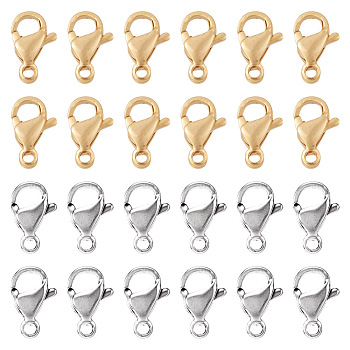 100Pcs 2 Colors 304 Stainless Steel Lobster Claw Clasps Sets, Parrot Trigger Clasps, Manual Polishing, Real 24K Gold Plated & Stainless Steel Color, 9x5x2.5mm, Hole: 1mm, 50pcs/color