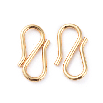 304 Stainless Steel S Hook Clasps, Golden, 12.5~13x6.5~7x1mm