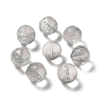 Transparent Glass Beads, Gradient Color, Round, Light Grey, 12.5x12mm, Hole: 1.4mm