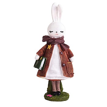 Resin Standing Rabbit Statue Bunny Sculpture Tabletop Rabbit Figurine for Lawn Garden Table Home Decoration ( Brown ), Brown, 66x140mm