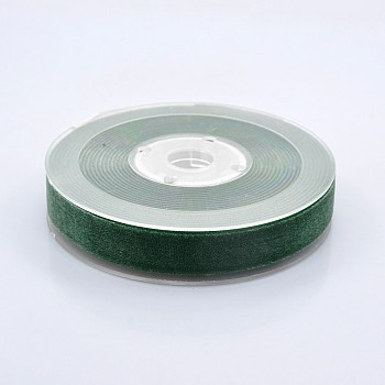 Polyester Velvet Ribbon for Gift Packing and Festival Decoration, Green, 5/8 inch(15mm), about 25yards/roll(22.86m/roll)