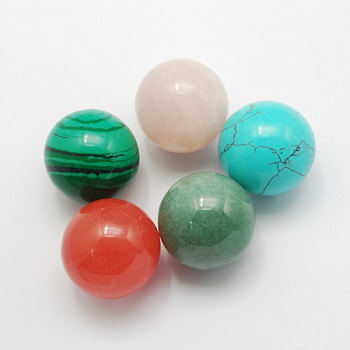 Natural & Synthetic Gemstone Beads, Gemstone Sphere, Mixed Style, No Hole/Undrilled, Round, Mixed Stone, 25mm