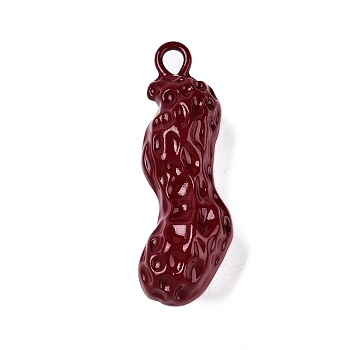 Alloy Spary Painted Pendants, Lead Free & Nickel Free & Cadmium Free, Peanut Charms, Dark Red, 46x15.5x16mm, Hole: 4.5x3.5mm