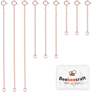 9Pcs 3 Style 925 Sterling Silver Cable Chain Extender, End Chains with Spring Ring Clasps, with S925 Stamp, Rose Gold, 1-1/4~3-1/4 inch(3.2~8.1cm), 3pcs/style