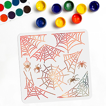 PET Hollow Out Drawing Painting Stencils, for DIY Scrapbook, Photo Album, Spider Web Pattern, 300x300mm