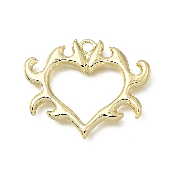 Alloy Pendants, Flaming Heart Charm, Golden, 28x34x3mm, Hole: 2.5mm