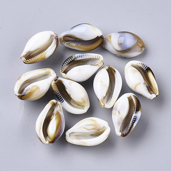 Acrylic Beads, Imitation Gemstone Style, Cowrie Shell, Floral White, 19.5x12x10mm, Hole: 1.8mm, about 500pcs/500g.