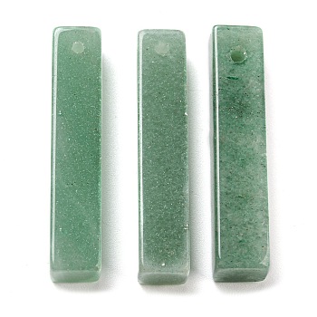 Natural Green Aventurine Pendants, Rectangle Charms, 38~41x7.5~8x7.5~8mm, Hole: 1.5mm