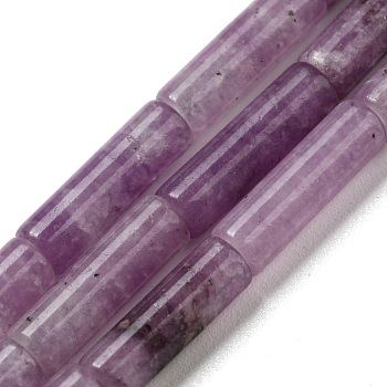 Natural Lepidolite/Purple Mica Stone Beads Strands, Column, 12.5~14x4~4.5mm, Hole: 1mm, about 28~29pcs/strand, 15.35~15.55 inch(39~39.5cm)