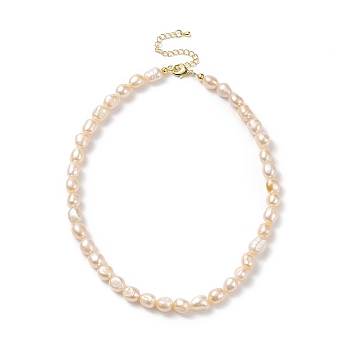 Natural Pearl Beaded Necklaces for Women, PeachPuff, 15.28 inch(38.8cm)