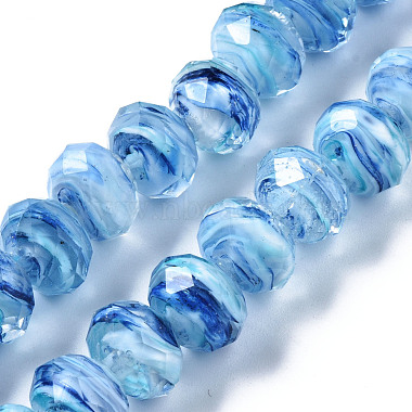 Light Sky Blue Abacus Lampwork Beads